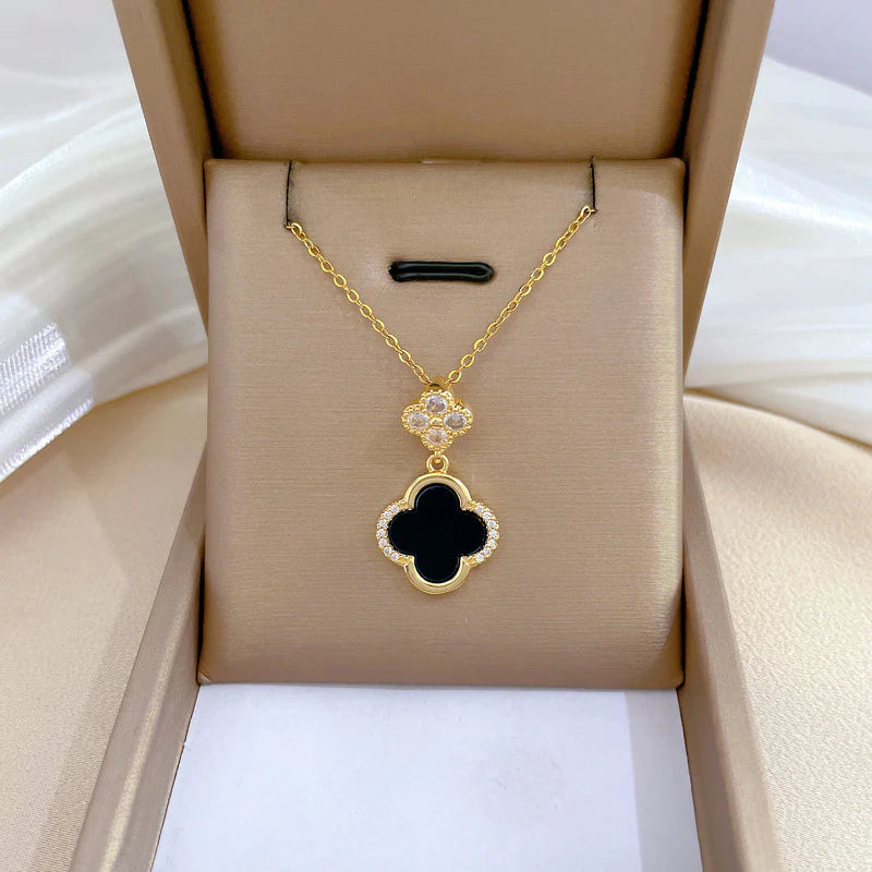 Collier trèfle duo & noir