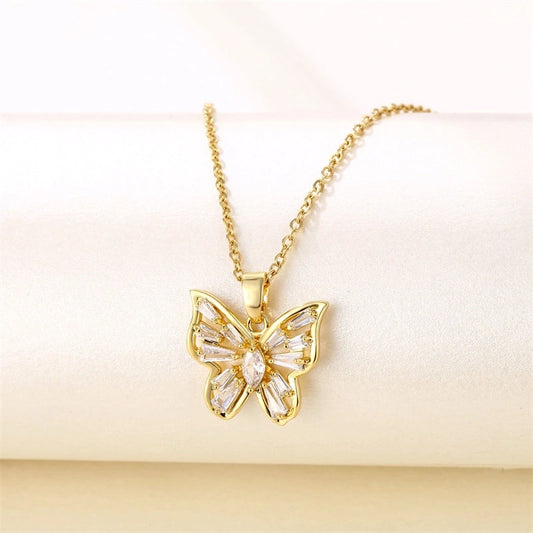collier papillon doré